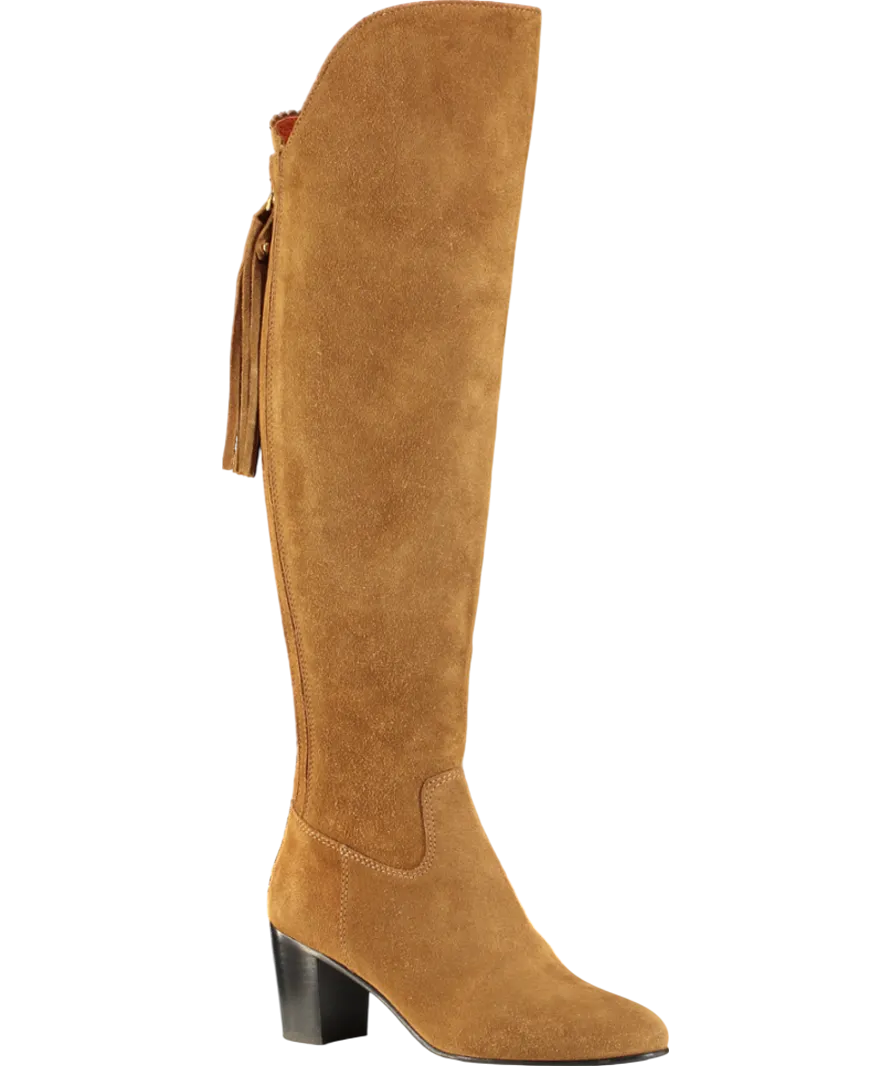 Fairfax & Favor Brown Suede Amira Knee Heeled Boots UK 6 EU 39 