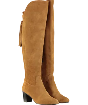 Fairfax & Favor Brown Suede Amira Knee Heeled Boots UK 6 EU 39 