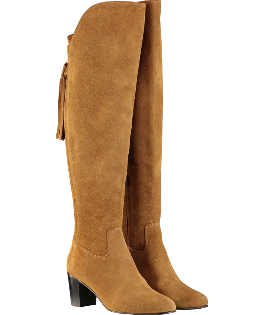 Fairfax & Favor Brown Suede Amira Knee Heeled Boots UK 6 EU 39 