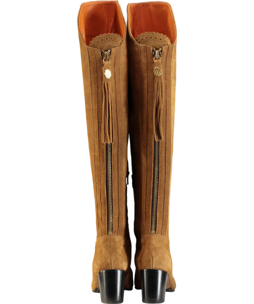 Fairfax & Favor Brown Suede Amira Knee Heeled Boots UK 6 EU 39 