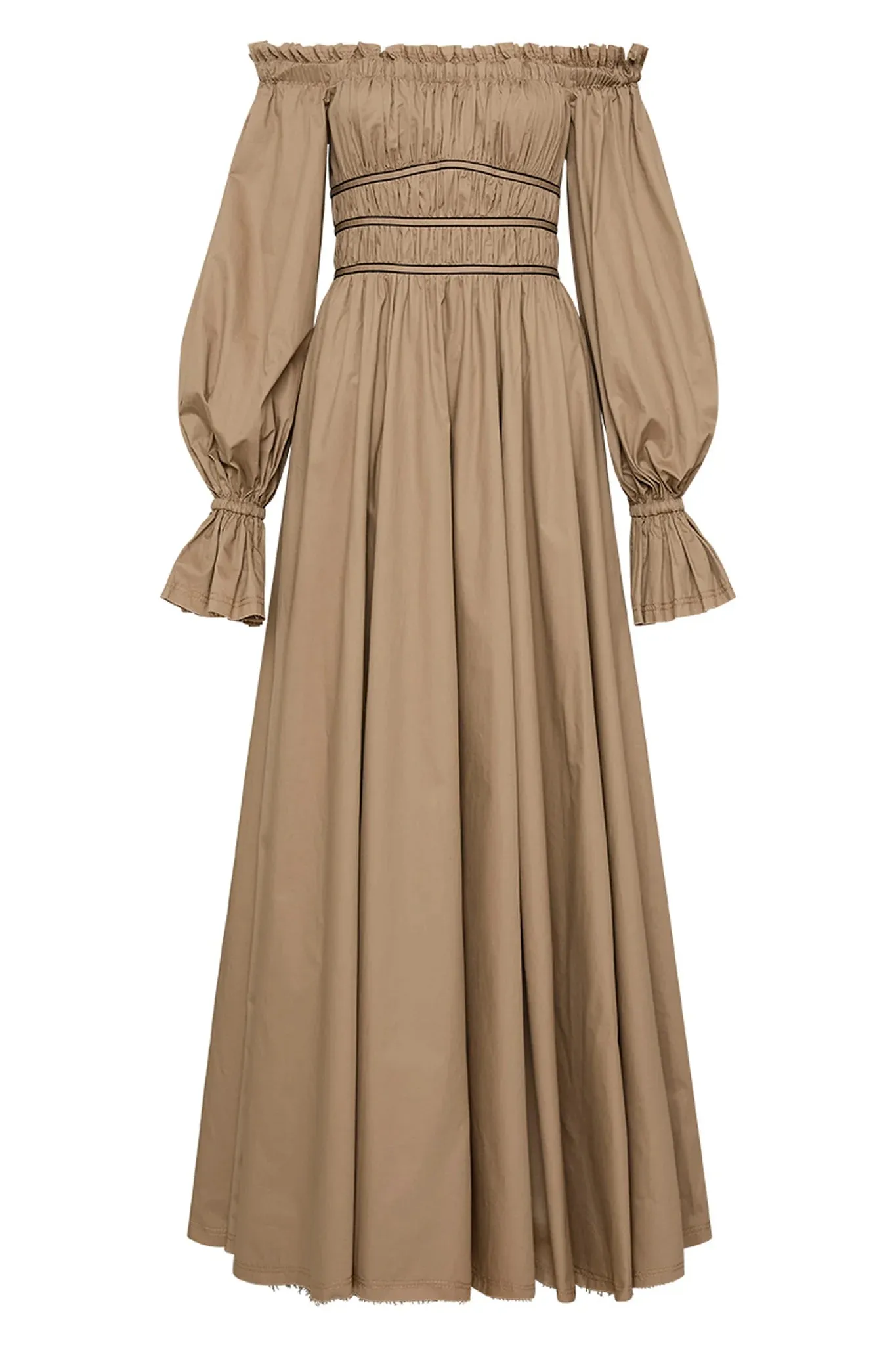 Wattle Off Shoulder Midi Dress Taupe Grey