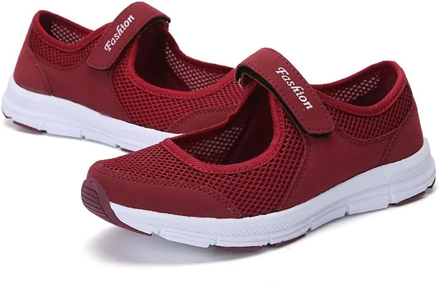 Womens Black Sneakers Breathable Tennis Shoes Mesh Fitness Shoes Platform Ankle Paste Fashion Lightweight Running Shoes Food Service Casual Gym Sports Slip-Ons