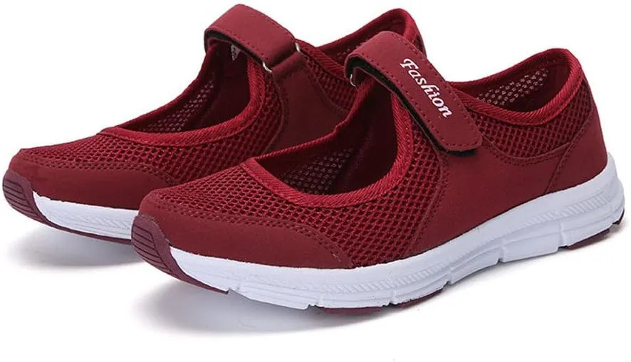 Womens Black Sneakers Breathable Tennis Shoes Mesh Fitness Shoes Platform Ankle Paste Fashion Lightweight Running Shoes Food Service Casual Gym Sports Slip-Ons