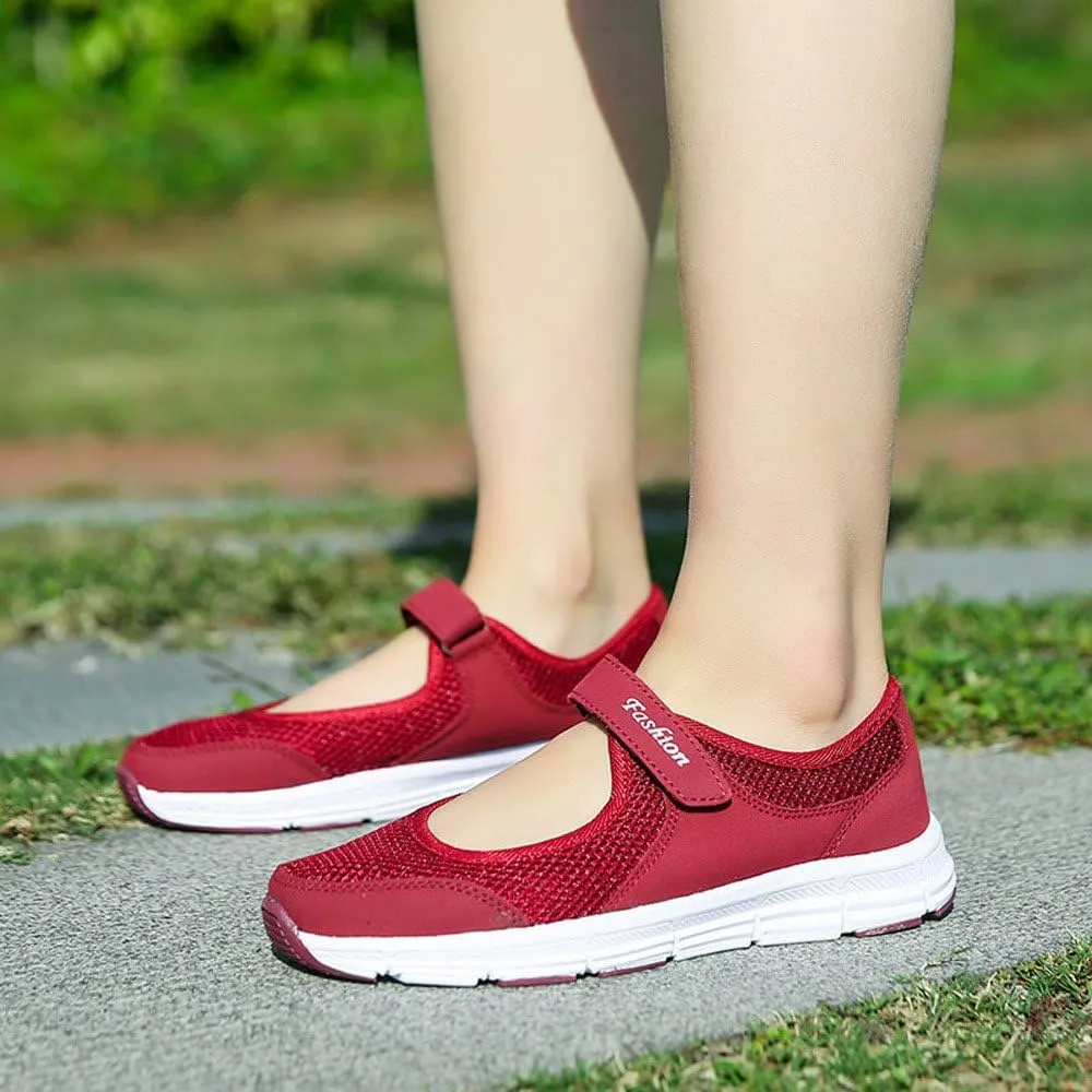 Womens Black Sneakers Breathable Tennis Shoes Mesh Fitness Shoes Platform Ankle Paste Fashion Lightweight Running Shoes Food Service Casual Gym Sports Slip-Ons